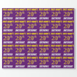 [ Thumbnail: Purple, Faux/Imitation Gold, "20th Birthday" Wrapping Paper ]