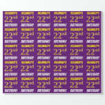 [ Thumbnail: Purple, Faux/Imitation Gold, "22nd Birthday" Wrapping Paper ]