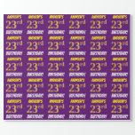 [ Thumbnail: Purple, Faux/Imitation Gold, "23rd Birthday" Wrapping Paper ]