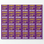 [ Thumbnail: Purple, Faux/Imitation Gold, "28th Birthday" Wrapping Paper ]