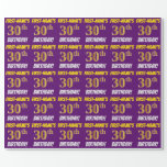 [ Thumbnail: Purple, Faux/Imitation Gold, "30th Birthday" Wrapping Paper ]