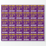 [ Thumbnail: Purple, Faux/Imitation Gold, "33rd Birthday" Wrapping Paper ]
