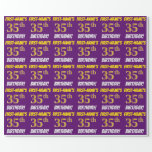 [ Thumbnail: Purple, Faux/Imitation Gold, "35th Birthday" Wrapping Paper ]