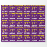 [ Thumbnail: Purple, Faux/Imitation Gold, "37th Birthday" Wrapping Paper ]