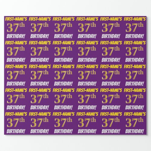 Purple FauxImitation Gold 37th BIRTHDAY Wrapping Paper