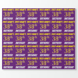 [ Thumbnail: Purple, Faux/Imitation Gold, "38th Birthday" Wrapping Paper ]