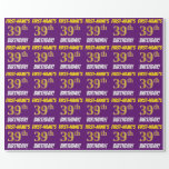 [ Thumbnail: Purple, Faux/Imitation Gold, "39th Birthday" Wrapping Paper ]