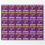 [ Thumbnail: Purple, Faux/Imitation Gold, "3rd Birthday" Wrapping Paper ]