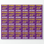 [ Thumbnail: Purple, Faux/Imitation Gold, "40th Birthday" Wrapping Paper ]