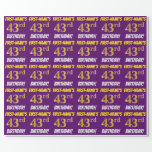 [ Thumbnail: Purple, Faux/Imitation Gold, "43rd Birthday" Wrapping Paper ]