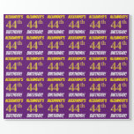 [ Thumbnail: Purple, Faux/Imitation Gold, "44th Birthday" Wrapping Paper ]