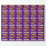 [ Thumbnail: Purple, Faux/Imitation Gold, "46th Birthday" Wrapping Paper ]