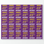 [ Thumbnail: Purple, Faux/Imitation Gold, "49th Birthday" Wrapping Paper ]