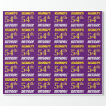 [ Thumbnail: Purple, Faux/Imitation Gold, "54th Birthday" Wrapping Paper ]