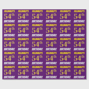 Purple, Faux/Imitation Gold, "54th BIRTHDAY" Wrapping Paper