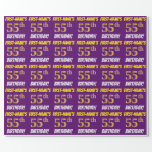 [ Thumbnail: Purple, Faux/Imitation Gold, "55th Birthday" Wrapping Paper ]