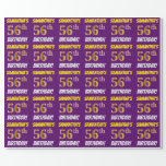 [ Thumbnail: Purple, Faux/Imitation Gold, "56th Birthday" Wrapping Paper ]