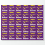 [ Thumbnail: Purple, Faux/Imitation Gold, "57th Birthday" Wrapping Paper ]