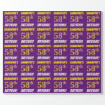 [ Thumbnail: Purple, Faux/Imitation Gold, "58th Birthday" Wrapping Paper ]