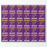 [ Thumbnail: Purple, Faux/Imitation Gold, "5th Birthday" Wrapping Paper ]