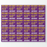 [ Thumbnail: Purple, Faux/Imitation Gold, "60th Birthday" Wrapping Paper ]