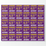[ Thumbnail: Purple, Faux/Imitation Gold, "63rd Birthday" Wrapping Paper ]