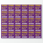 [ Thumbnail: Purple, Faux/Imitation Gold, "65th Birthday" Wrapping Paper ]