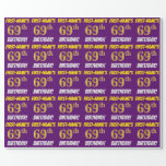 [ Thumbnail: Purple, Faux/Imitation Gold, "69th Birthday" Wrapping Paper ]