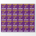 [ Thumbnail: Purple, Faux/Imitation Gold, "6th Birthday" Wrapping Paper ]