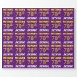 [ Thumbnail: Purple, Faux/Imitation Gold, "70th Birthday" Wrapping Paper ]