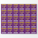 [ Thumbnail: Purple, Faux/Imitation Gold, "74th Birthday" Wrapping Paper ]