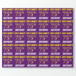 [ Thumbnail: Purple, Faux/Imitation Gold, "75th Birthday" Wrapping Paper ]