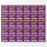 [ Thumbnail: Purple, Faux/Imitation Gold, "80th Birthday" Wrapping Paper ]