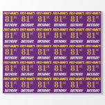 [ Thumbnail: Purple, Faux/Imitation Gold, "81st Birthday" Wrapping Paper ]