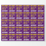 [ Thumbnail: Purple, Faux/Imitation Gold, "85th Birthday" Wrapping Paper ]