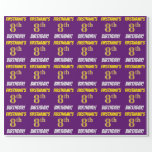 [ Thumbnail: Purple, Faux/Imitation Gold, "8th Birthday" Wrapping Paper ]