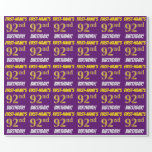 [ Thumbnail: Purple, Faux/Imitation Gold, "92nd Birthday" Wrapping Paper ]