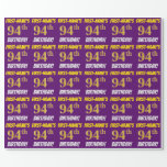 [ Thumbnail: Purple, Faux/Imitation Gold, "94th Birthday" Wrapping Paper ]