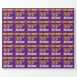 [ Thumbnail: Purple, Faux/Imitation Gold, "99th Birthday" Wrapping Paper ]