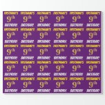 [ Thumbnail: Purple, Faux/Imitation Gold, "9th Birthday" Wrapping Paper ]