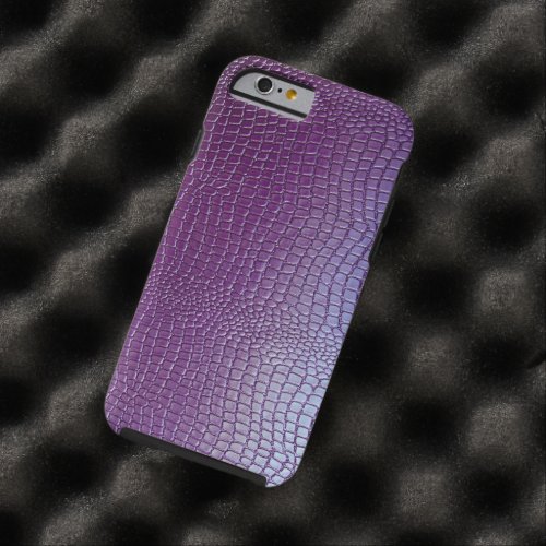 Purple Faux Leather Snake_Skin Print Tough iPhone 6 Case