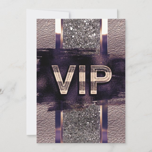 Purple & Faux Metallic VIP Party Invitation (Front)
