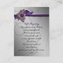 Purple FAUX ribbon vintage brooch Wedding Business Card