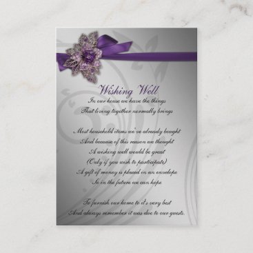Purple FAUX ribbon vintage brooch Wedding Enclosure Card