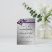 Purple FAUX ribbon vintage brooch Wedding Enclosure Card (Standing Front)