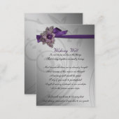 Purple FAUX ribbon vintage brooch Wedding Enclosure Card (Front/Back)