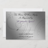 Purple FAUX ribbon vintage brooch Wedding Invitation (Back)