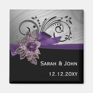 Purple FAUX ribbon vintage brooch Wedding Magnet