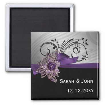 Purple FAUX ribbon vintage brooch Wedding Magnet