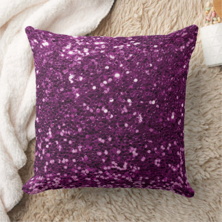 Purple Faux Sequin Glitter Throw Pillow